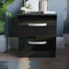 Amazon Brand - Movian High Gloss 2 Drawer Bedside Cabinet, Black, 47 x 40 x 36 cm