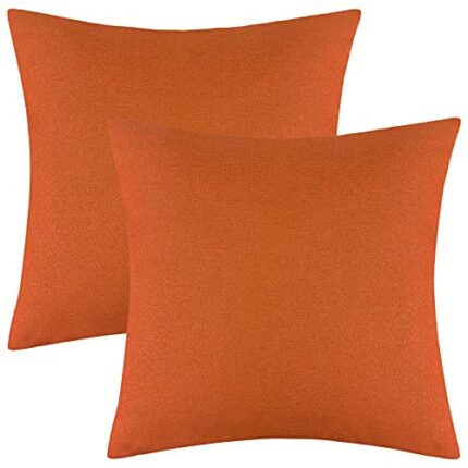 Ruisita 2 Pack 18 x 18 Inches Waterproof Pillow Covers Square Garden Cushion Case Decorative Outdoor Throw Pillow Covers for Home Garden Patio (O