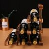 Yalych Countertop Triangle Shape Bamboo Wood Wine Rack - Wooden Countertop Cabinet Wine Holder Storage Stand Cellar, Table Top Wine Bottle Storag