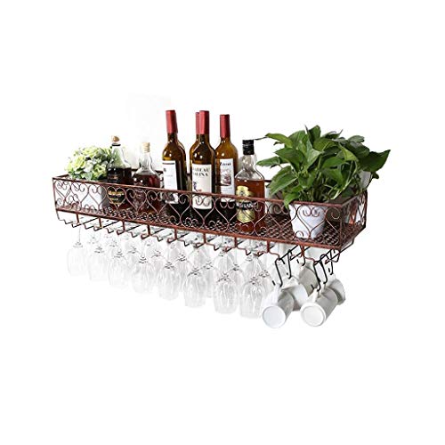 PIBM Stylish Simplicity Wine Shelf European Wrought Iron Hanging Wine Rack, Creative Wall Hanging Wine Rack, Bronze , 150cm