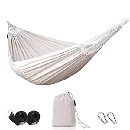 Cotton Hammock, Load Capacity up to 200 kg Cotton Hammock with Carrying Bag Portable for Outdoor and Indoor Camping Patio Yard Garden - 150 x 200