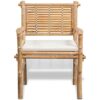 TJLSS Garden Coffee Table and Chairs 3 Piece Garden Bar Set with Bamboos Cushions for Home Garden Bar Patio Tee Table Furniture