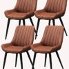 dining chair Office Reception Chairs Business Dining Chairs Set Kitchen Dining Chairs Set of 4 Metal Feet Comfortable Cushions and Backrest Leath