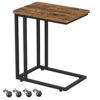 VASAGLE End Table, C Shaped TV Tray with Metal Frame Rolling Casters, Industrial Side Table for Living Room Bedroom, 19.7 x 13.8 x 23.6 Inches, R