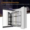 Quavikey® Bathroom Mirror Cabinet with Lights and Shaver Socket LED Illuminated Medicine Cabinet Wall Mounted with Shelf and Demister Dots Lights