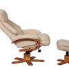 GFA The Nice - Elegant Fabric Swivel Recliner Chair And Matching Footstool In Dune