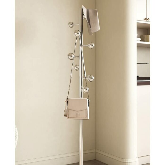 DLOETT Storage Hats Golden Entrance Hall Standing Coat Rack Clothing Bedroom Clothes Rack Metal Bedroom Furniture (Color : D, Size : Light Grey)