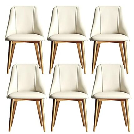 Kitchen Dining Room Furniture Chairs Dining Chairs Set Of 6 Modern Water Proof PU Leather Kitchen Living Room Chairs with Metal Legs and Backrest