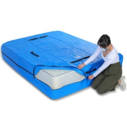 Mattress Bag for Moving and Storage with 11 Handles, Queen Size, Reusable Extra Thick Mattress Protector with Zipper Closure, Heavy Duty Waterpro