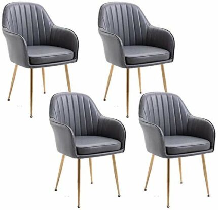 dining chair Kitchen Dining Room Furniture Chairs Set Of 4 Dining Chair Kitchen Chair Leather Backrest Metal Non-Slip Foot Corner Armrest Chair F