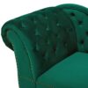 Vintage Style Left Hand Chaise Lounge Velvet Fabric Chesterfield Green Nimes