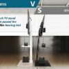 FITUEYES TV Floor Stand 1.4m with 20mm Wood Base for 32-70 Inch TV, 60° Swivel & 6 Height Adjustable Tall TV Stand with 2 Shelves, Corner Slim TV