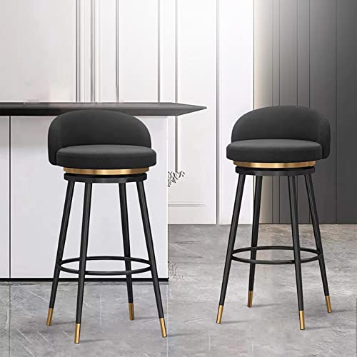 RTYHN Swivel Bar Stools Set of 2, Metal Home Barstools with Velvet Upholstered Island Chairs Stools, for Breakfast/Dining Room Counter Height 25.