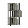 Furinno Brahms 4-Tier Storage Shelf with 3 Doors, French Oak Grey/Black