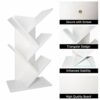 QUMENEY Tree Bookshelf, Wood Book Tower, 5-Shelf Bookcase - Premium Books/CDs/Albums/Files Holder, Display Storage Rack Organizer Shelves for Hom