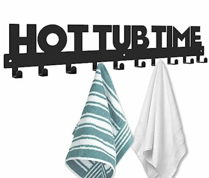 Towel Rack for Hot Tub Bathroom Towel Holder with 10 Hooks Towel Hanger Wall Mounted for Robes, Clothes, Towels - Hot Tub Accessories Outdoor