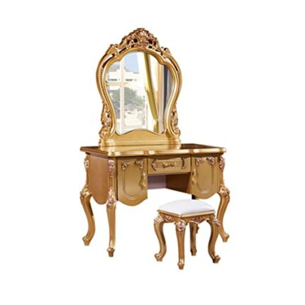CZDYUF Dressing Table Bedroom Furniture Small Dressing Vanity Golden Princess Dressing Table