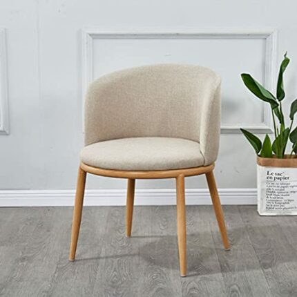 LEIGE Dining Room Chairs Nordic Style Dining Table With Chairs Set Furniture Cotton Linen Solid Wood Hotel Kitchen Restaurant Stool (Color : Natu