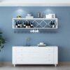 SUCHETA Wine Rack Bar Unit Floating Shelves Wall-Mounted Inverted Wine Glass Rack Multifunctional Iron Bottle Holder Simple Hanging Goblet Rack W