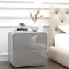 FRDTSG Bedside Table Wood Minimalist Gray Bedside Table, Two-layer Drawer Type Large Capacity Bedside Table