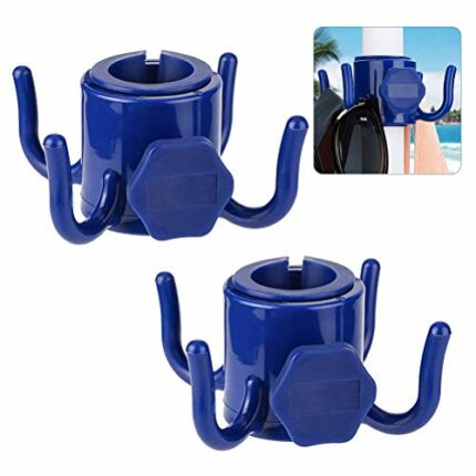 2 Pack Beach Umbrella Hanging Hook with 4 Hooks Plastic Umbrella Hook Hanging for Towels Hats Clothes Bags Beach Umbrella Hooks Four Fork Plastic