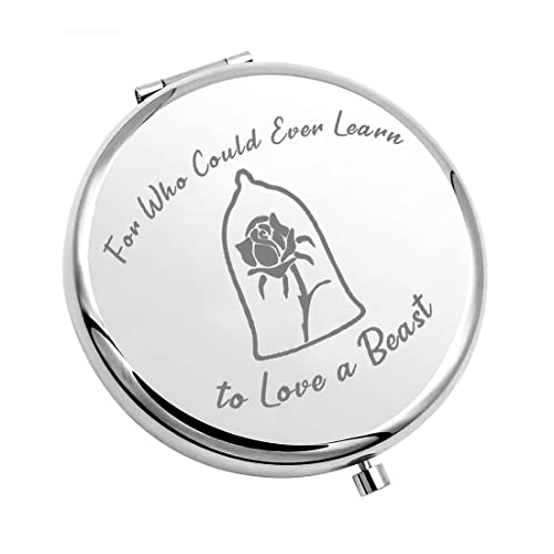 Beauty Beast Quote Gift for Who Could Ever Learn to Love a Beast Pocket Mirror Gift for Her (Love a Beast-M)