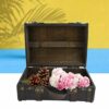 QIRG Wooden Suitcase, Vintage Antique Travel Double‑layer Treasure Chest Qld‑style Nostalgic Retro Large Decorative Box Storage Chest with Buckle