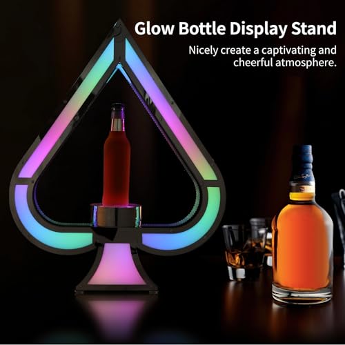 DIMEGON Glow Bar Wine Bottle Display, Ace of Spades Bottle Presenter with Multiple Lighting Modes & Remote Control, Glowing Champagne Display Sta