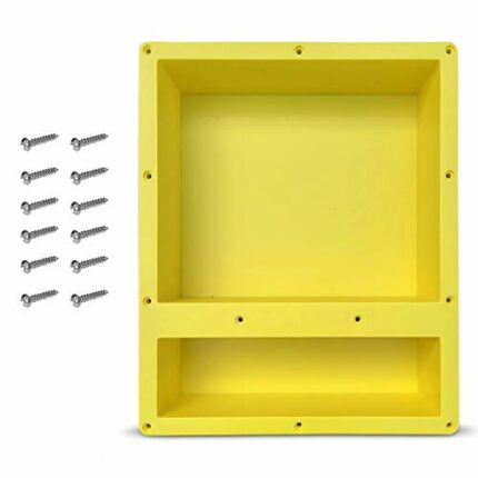 Novalinea 16" x 20" Double Shelf Recessed Shower Niche with Mounting Screws Included, Mounts Flush with 1/2" Backerboard, Ready to Tile, Easy to