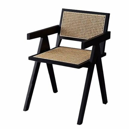 LXXSH Rattan Weaving Dining Chair Backrest Stool Living Room Chair Home Furniture Soft Surface Seat Package (Color : D, Size : Light Grey)