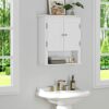 UTEX Bathroom Cabinet Wall Mounted, Wood Hanging Cabinet, Wall Cabinets with Doors and Shelves Over The Toilet for Bathroom,White
