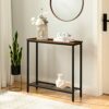 HOOBRO Console Table, Slim Console Table for Hallway, Entryway Table with 2 Shelves, Industrial Display Table, Slim Sofa Table for Living Room, B