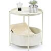 KINGRACK Sofa Side Snack Table,Coffee Round Table with Basket,Metal End Table,Nightstand with fabric Storage Basket and Detachable Tray Top,Scand