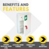 The Products Store Medical Cabinet - First Aid Storage Key Lock Safe with Internal Locking Shelf (Medium)