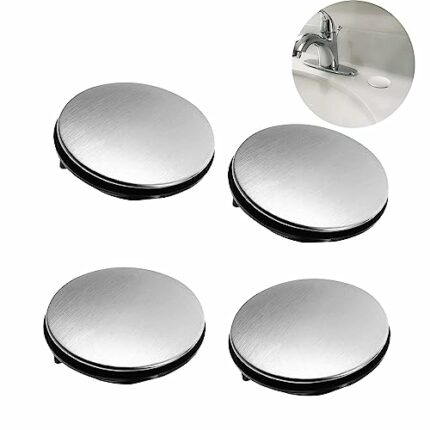4-Pack Stainless Steel Sink Tap Hole Covers, Faucet Hole Plug with Gasket, Rust-Resistant Sink Stopper Cover for Kitchen and Bathroom Sinks (Suit