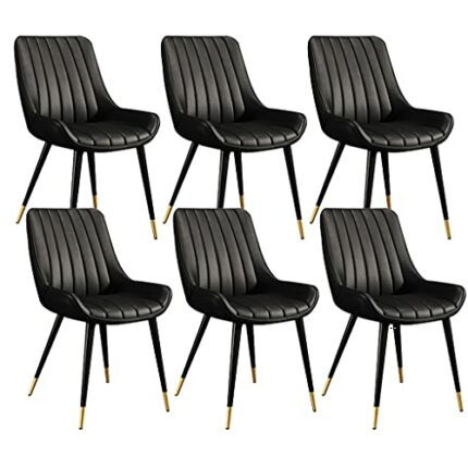 Kitchen Dining Room Furniture Chairs Dining Chairs Set Of 6 Modern Living Room Side Chairs with Soft PU Leather Cover Cushion Seat and Metal Legs