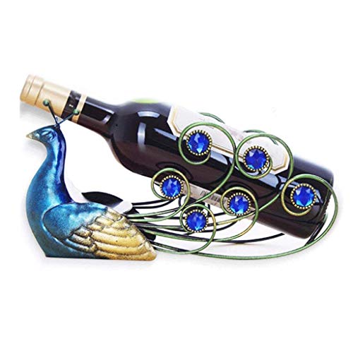 KXDCZ Elegant Peacock Wrought Iron Wine Rack Single Bottle Tabletop Holder Creative Furnishing Articles Display