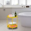 FUNME Folding End Table 2-Tier Metal Round Side Table with Removable Tray for Living Room (Yellow)