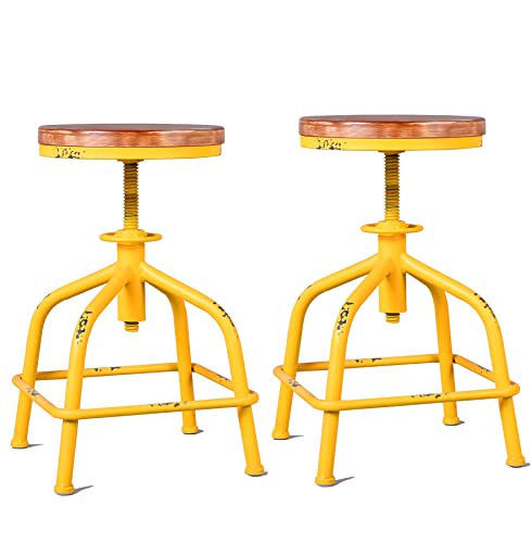 Topower Farmhouse Kitchen Stool, Industrial Counter Stool, Kitchen Deco Round Seat Standard Height Adjustable Swivel Bar Stools Indoor House Desi