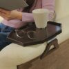 Wooden Sofa Couch Armrest Clip-On Table, Recliner Armrest Organizer Tray for Coffee/Snacks/Electronics (Black)