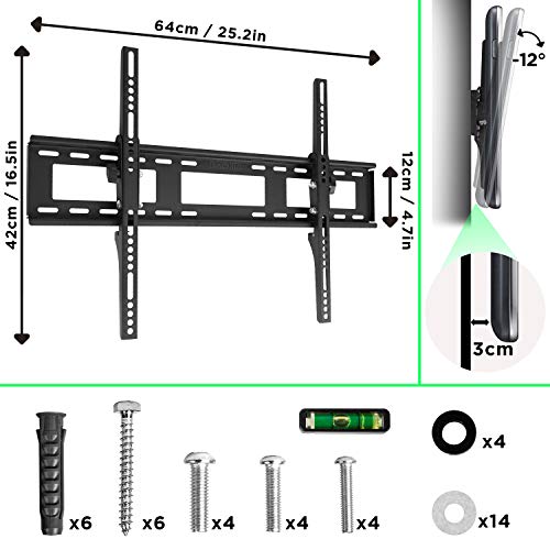 Duronic TV Bracket Wall and Ceiling Mount TVB123M 32-60 Inch Television Screen VESA Up to 600x400mm Flat Screen LCD LED OLED QLED Strong Heavy Du