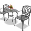 Centurion Supports POSITANO Luxurious Garden & Patio Table & 2 Large Chairs with Armrests Cast Aluminium Bistro Set - Graphite