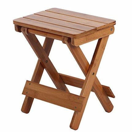 Smooth Edge Compact Folding Stool, Foldable Bamboo Folding Stool, Balcony Bedroom For Using In Your Living Room, Bathroom Bedroom, Garden, Study