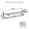 yozhch Wall Mounted Towel Rack with Double Bars Stainless Steel Bathroom Towel Rail with Shelf 90° Foldable Towel Holder with Hooks (58cm)