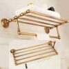 HIGOH Towel Racks, Bathroom Towel Rack Wall Mounted Towel Holder,European Antique Bath Towel Rack,All Copper Towel Holder,Bathroom Rack,Bathroom