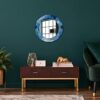 Tulup Wall Mirror Overprint Unique Mirror Circular Mirror with Print Ø19.7 in / 50 cm Glass Home Decoration - blue abstract