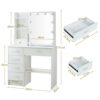 Dressing Vanity Desk with Mirror and Lights, Hollywood Girls Vanity Table Sliding Mirror with 5 Large Capacity Drawers and Cushion Stool for Bedr