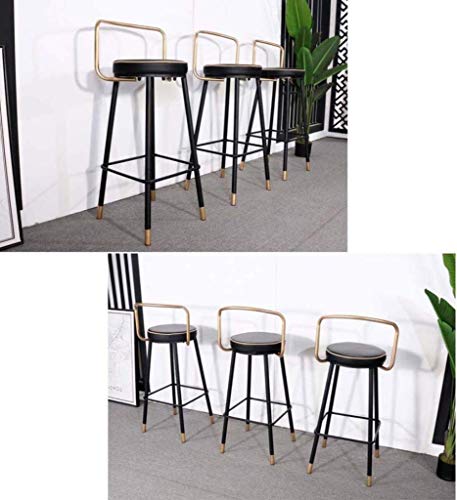 AANAN Stools,Stool Dining Bar Stool High-Modern Metal Frame with Footrest Fabric and Restk Brwon