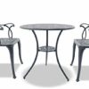 Centurion Supports POSITANO Luxurious Garden & Patio Table & 2 Large Chairs with Armrests Cast Aluminium Bistro Set - Graphite