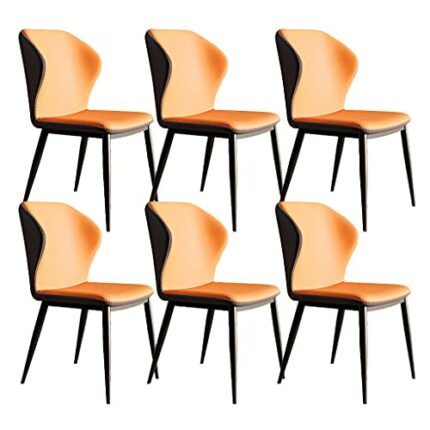 Kitchen Dining Room Furniture Chairs Dining Chairs Set Of 6 Modern PU Leather Living Room Kitchen Chairs Water Proof Leather Side Chairs with Car